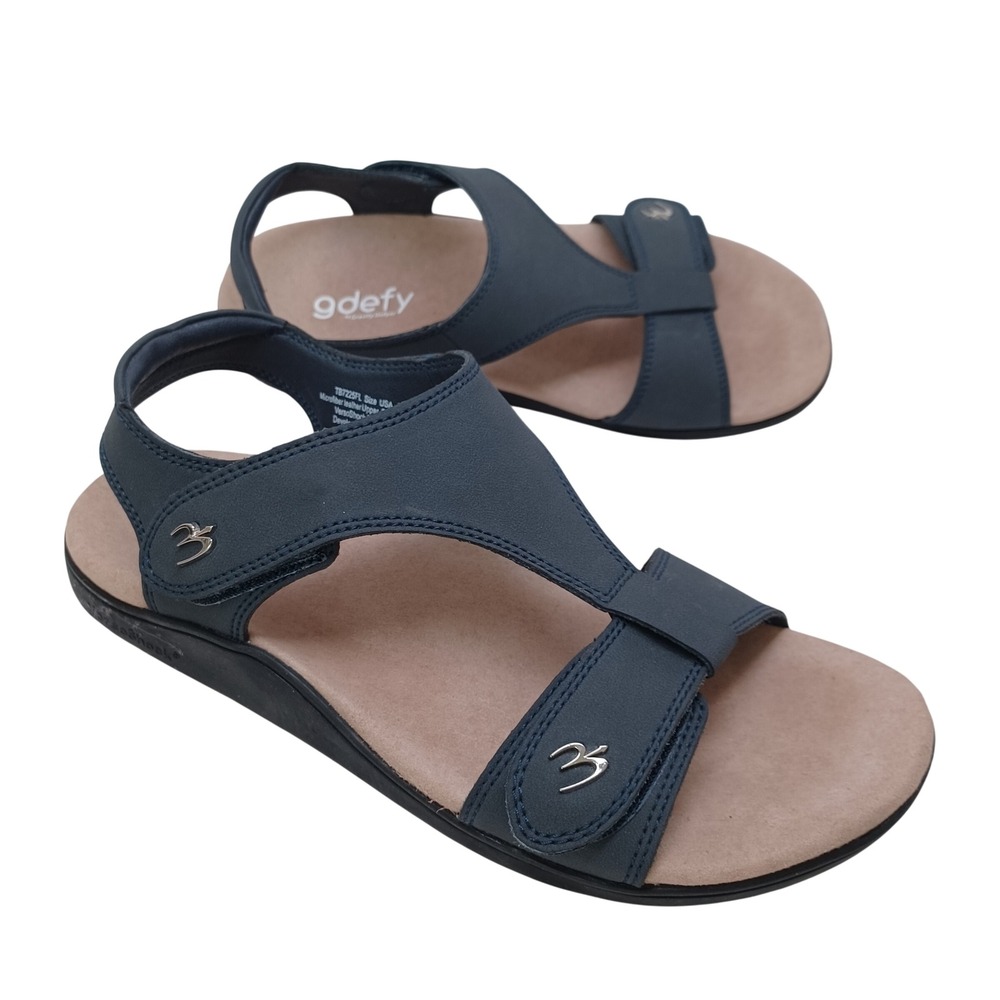 Gravity Defyer G-Defy Navy Blue VersoShock T-Strap Sandals TB7225FL Womens 8